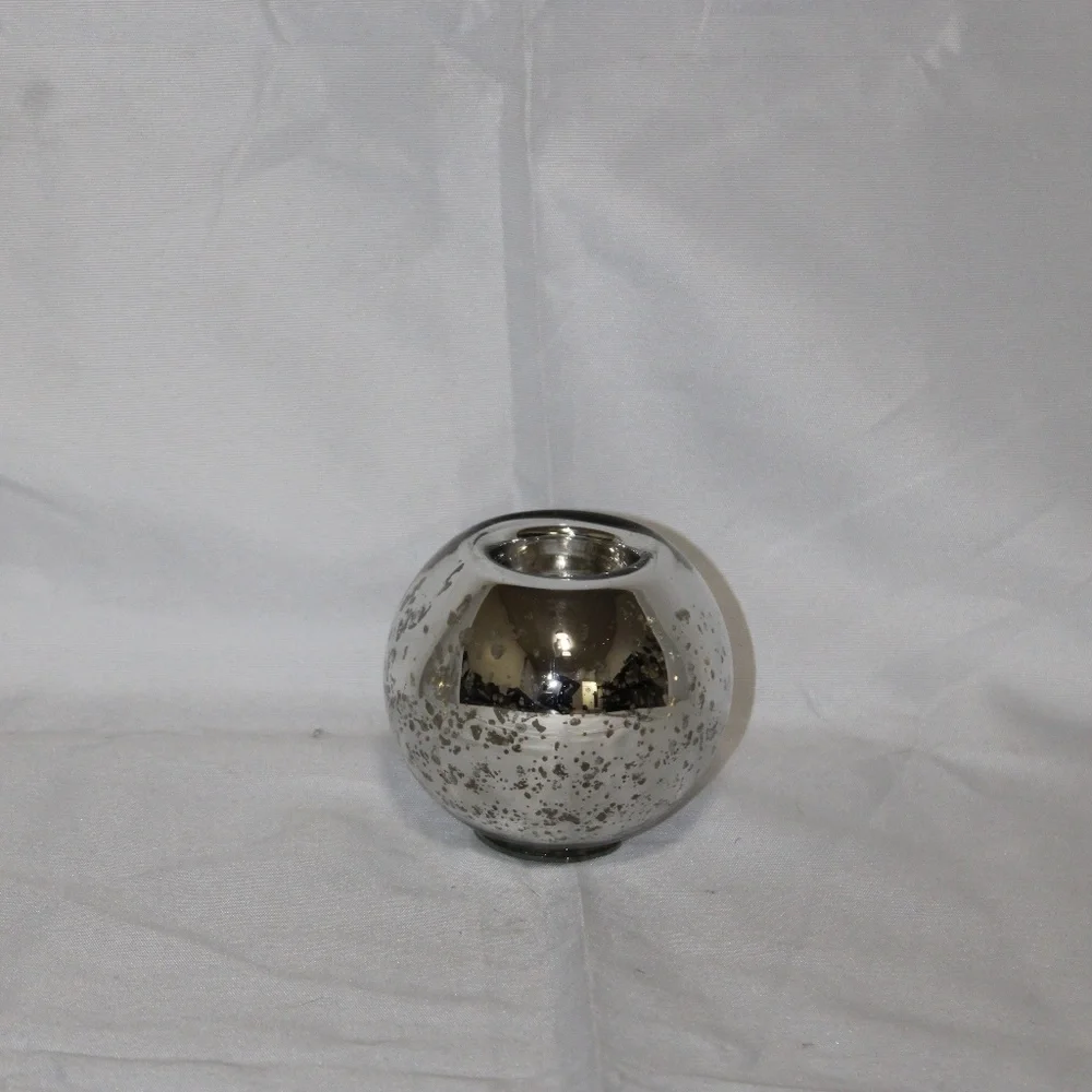 West Elm Silver Crackle Glass Candle Holder.